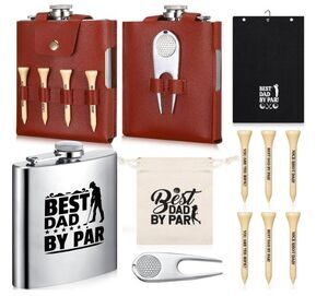 Yaomiao 11 Pcs Golf Gift Set for Dad Stainless Steel Flask Towel Tees Accessorie